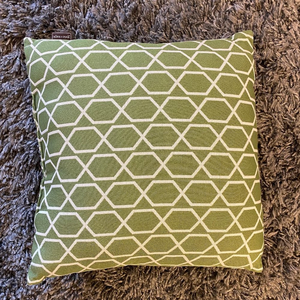 LIKE NEW Lime Green / White Accent Pillow - Perfect for Summer!
